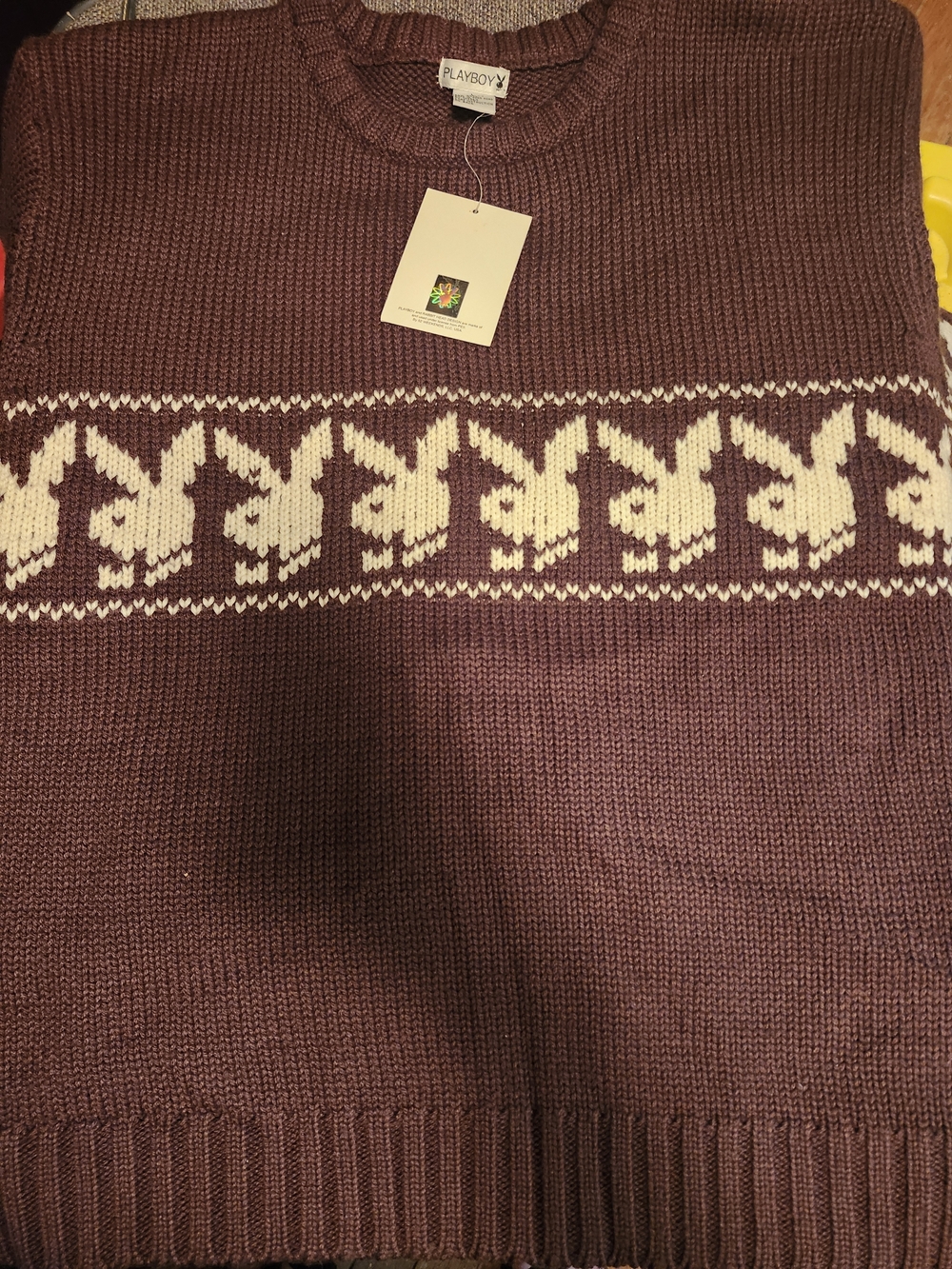 PLAYBOY Ribbed Knit Sweater in Brown